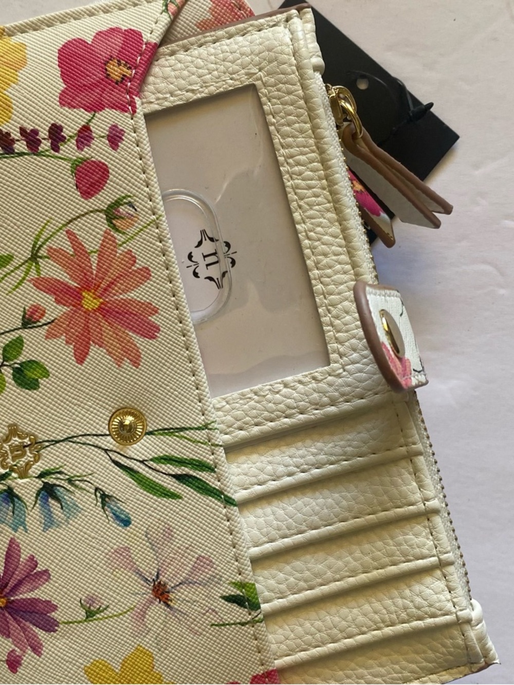 Nanette Lepore Cream Floral Wallet with Pink & Yellow Accents
